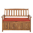BELIANI - Banc avec coussin d'assise SOVANA 120 cm avec rangement Acacia Rouge - vignette