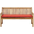 BELIANI - Banc avec coussin d'assise VIVARA 160 cm Bois d'acacia certifié Frêne clair Rouge foncé - vignette