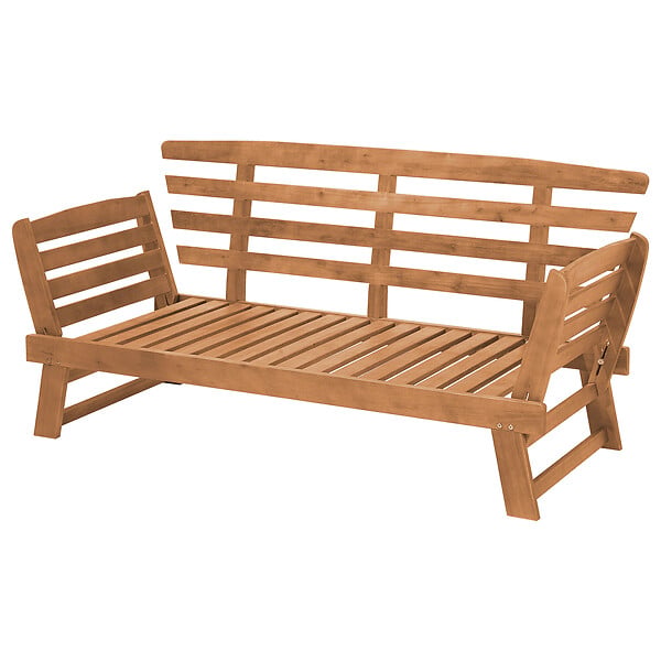 BELIANI - Banc avec coussin d'assise PORTICI 210 cm Bois d'eucalyptus Marron clair/taupe - large