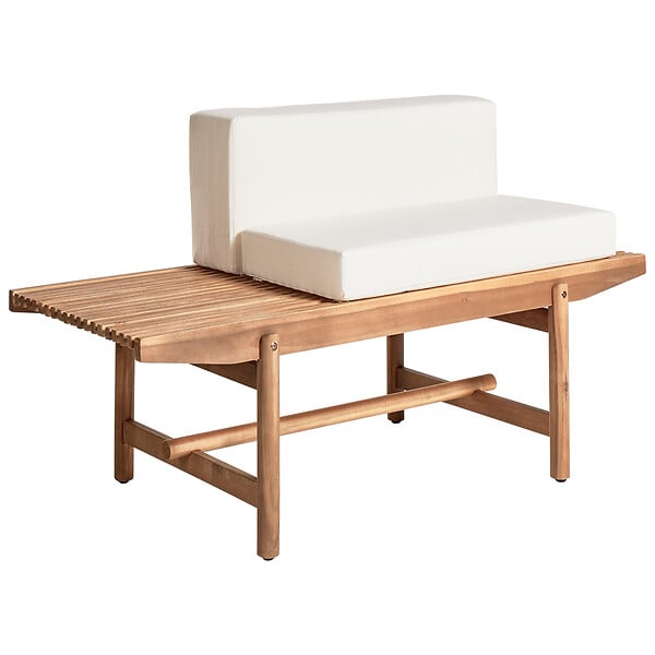 BELIANI - Banc avec coussin d'assise GIAVENO 135 cm Acacia Blanc cassé - large