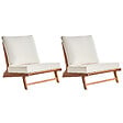 BELIANI - Lot de 2 chaises de jardin avec coussins MICCIANO Acacia Blanc cassé - vignette