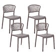 BELIANI - Lot de 4 chaises de jardin GELA Taupe - vignette