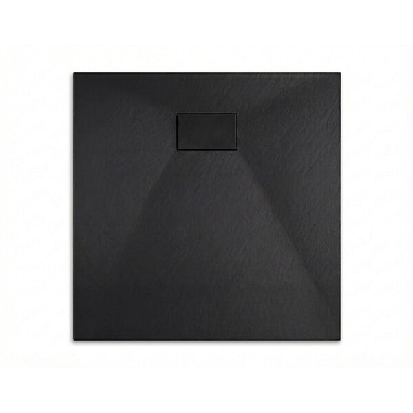 CERAMIA - Essential 80x80 cm receveur de douche carré à poser SMC avec surface effet pierre, noir (CERAES8080B) - large