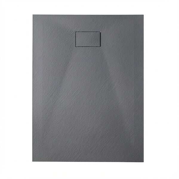 CERAMIA - Essential 120x90 cm receveur de douche rectangulaire à poser SMC avec surface effet pierre, gris (CERAES12090DG) - large