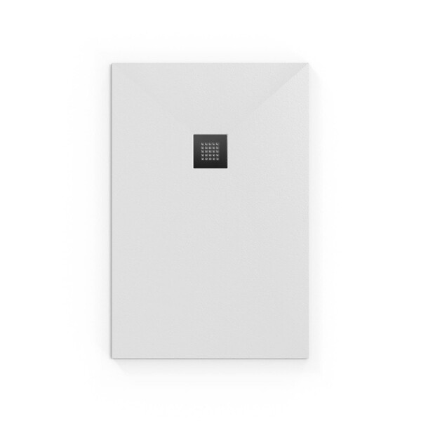 SWISS AQUA TECHNOLOGIES - Swiss Aqua Technologies Alek Receveur de douche rectangulaire 140x80cm avec siphon, en marbre coulé, Blanc (SATALEK14080B) - large