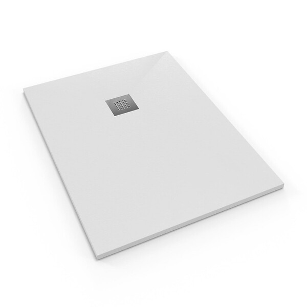 SWISS AQUA TECHNOLOGIES - Swiss Aqua Technologies Alek Receveur de douche rectangulaire 140x80cm avec siphon, en marbre coulé, Blanc (SATALEK14080B) - large