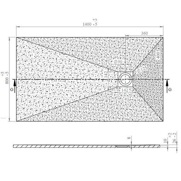 SWISS AQUA TECHNOLOGIES - Swiss Aqua Technologies Alek Receveur de douche rectangulaire 140x80cm avec siphon, en marbre coulé, Blanc (SATALEK14080B) - large