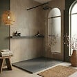 CERAMIA - Essential 120x80 cm receveur de douche rectangulaire à poser SMC avec surface effet pierre, gris (CERAES12080DG) - vignette