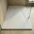CERAMIA - Essential 140x90 cm receveur de douche rectangulaire à poser SMC avec surface effet pierre, blanc (CERAES14090W) - vignette