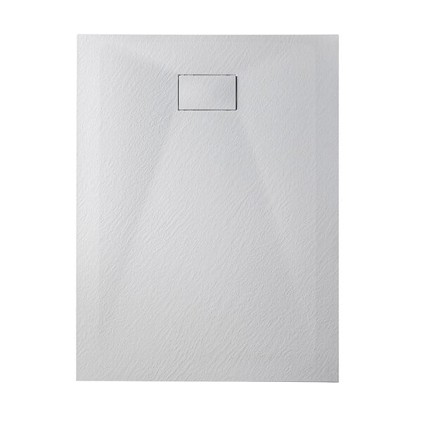 CERAMIA - Essential 140x90 cm receveur de douche rectangulaire à poser SMC avec surface effet pierre, blanc (CERAES14090W) - large