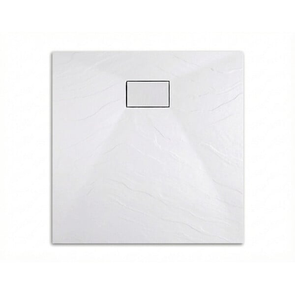 CERAMIA - Ceramia PixL 90x90 cm receveur de douche carré à poser en résine composite avec surface effet pierre, blanc (CERAPX9090W) : - large