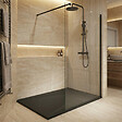 CERAMIA - Essential 120x90 cm receveur de douche rectangulaire à poser SMC avec surface effet pierre, noir (CERAES12090B) - vignette