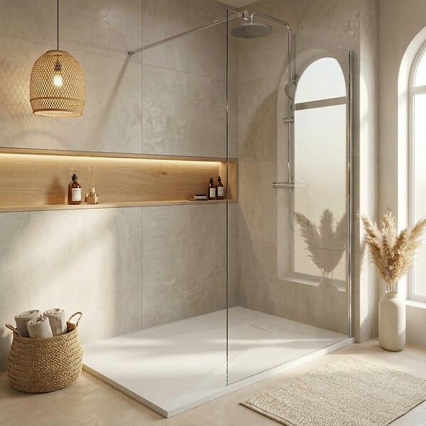 CERAMIA - Ceramia Essential 140x80 cm receveur de douche rectangulaire à poser SMC avec surface effet pierre, blanc (CERAES14080W) - large