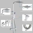 AICA SANITAIRE - Colonne de douche thermostatique 200mm, kit carré chromé AICA - vignette