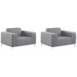 BELIANI - Ensemble de 2 fauteuils de jardin ROVIGO Tissu Gris - vignette