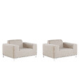 BELIANI - Ensemble de 2 fauteuils de jardin ROVIGO Tissu Beige - vignette