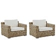 BELIANI - Ensemble de 2 fauteuils de jardin ARDEA Rotin Marron clair - vignette