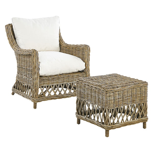 BELIANI - Lot de 2 fauteuils de jardin avec coussins RIBOLLA Rotin Naturel - large