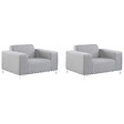 BELIANI - Ensemble de 2 fauteuils de jardin ROVIGO Tissu Gris clair - vignette