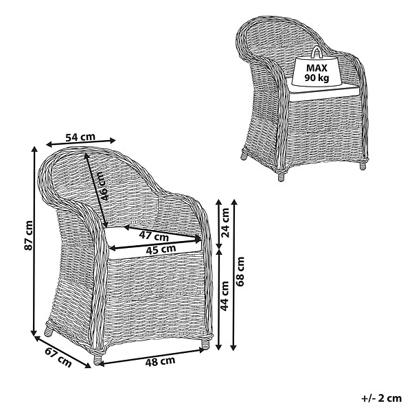 BELIANI - Fauteuil de jardin SUSUA Rotin Naturel - large