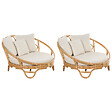 BELIANI - Lot de 2 lits de jardin ROSSANO Rotin Naturel - vignette