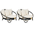 BELIANI - Lot de 2 lits de jardin ROSSANO Rotin Noir - vignette