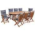 BELIANI - Salle à manger de jardin 8 places MAUI II Gris graphite Acacia avec coussins - vignette