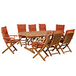 BELIANI - Salle à manger de jardin 8 places MAUI Rouge foncé Acacia avec coussins - vignette