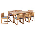 BELIANI - Salle à manger de jardin 8 places SASSARI II Bleu Bois d'acacia certifié avec coussins - vignette