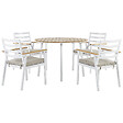 BELIANI - Salle à manger de jardin 4 places CAVOLI Beige Métal avec coussins - vignette