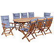 BELIANI - Salle à manger de jardin 8 places MAUI II Bleu Acacia avec coussins - vignette