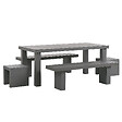 BELIANI - Salle à manger de jardin avec bancs et tabourets 6 places TARANTO Gris Béton - vignette