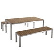 BELIANI - Salle à manger de jardin avec bancs 6 places NARDO Marron - vignette