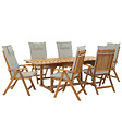 BELIANI - Salle à manger de jardin 6 places JAVA Taupe Acacia avec coussins - vignette