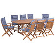 BELIANI - Salle à manger de jardin 8 places MAUI Bleu Acacia avec coussins - vignette