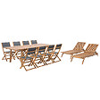 BELIANI - Salle à manger de jardin avec chaises longues 8 places CESANA Marron clair Acacia - vignette