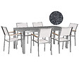BELIANI - Salle à manger de jardin 6 places GROSSETO Gris/blanc Granit Poli - vignette