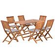 BELIANI - Salle à manger de jardin 6 places CENTO Marron Acacia avec coussins - vignette