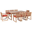 BELIANI - Salle à manger de jardin 8 places SASSARI PREMIUM Rouge Bois d'acacia certifié avec coussins - vignette