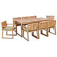 BELIANI - Salle à manger de jardin 8 places SASSARI II Vert Bois d'acacia certifié avec coussins - vignette
