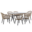 BELIANI - Salle à manger de jardin 6 places ALIANO II Beige Polyrotin avec coussins - vignette