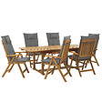 BELIANI - Salle à manger de jardin 6 places JAVA Gris graphite Acacia avec coussins - vignette
