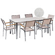 BELIANI - Salle à manger de jardin 6 places COSOLETO/GROSSETO Blanc/beige Verre de sécurité Effet marbre - vignette