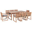 BELIANI - Salle à manger de jardin 8 places SASSARI PREMIUM Mélange de gris Bois d'acacia certifié avec coussins - vignette