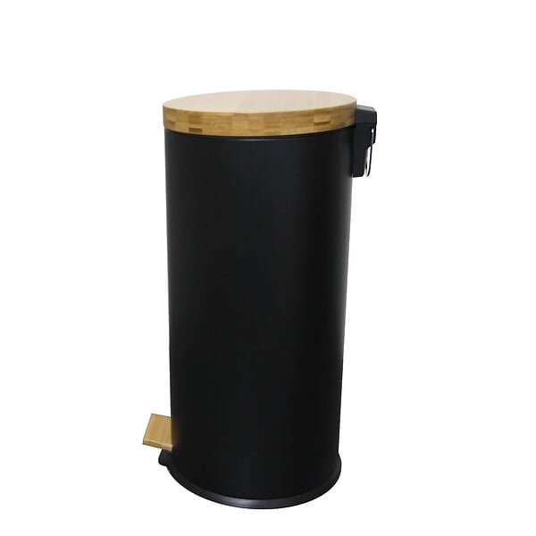 KITCHEN MOVE - Poubelle à pédale inox FOREST noir 30L - large