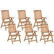 BELIANI - Lot de 6 chaises de jardin JAVA Acacia Marron clair - vignette