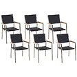 BELIANI - Lot de 6 chaises de jardin GROSSETO Noir - vignette