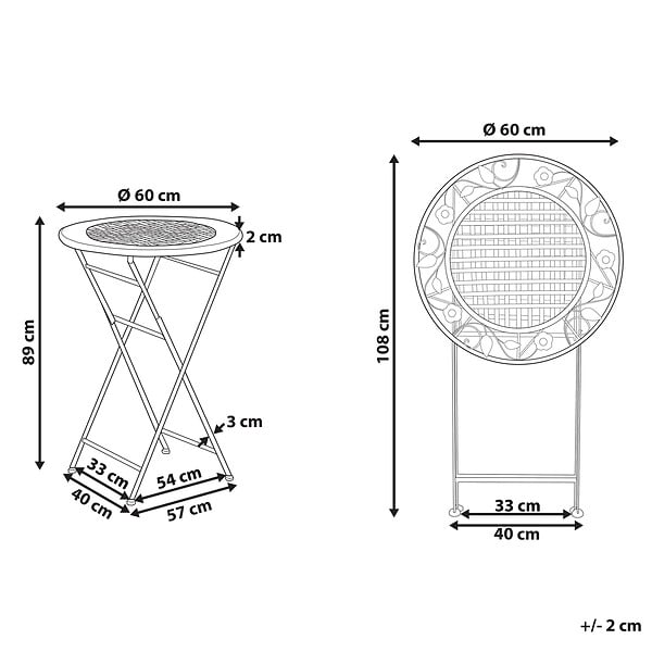 BELIANI - Table de bar de jardin BIVIO 60 cm 60 cm Métal Vert clair - large