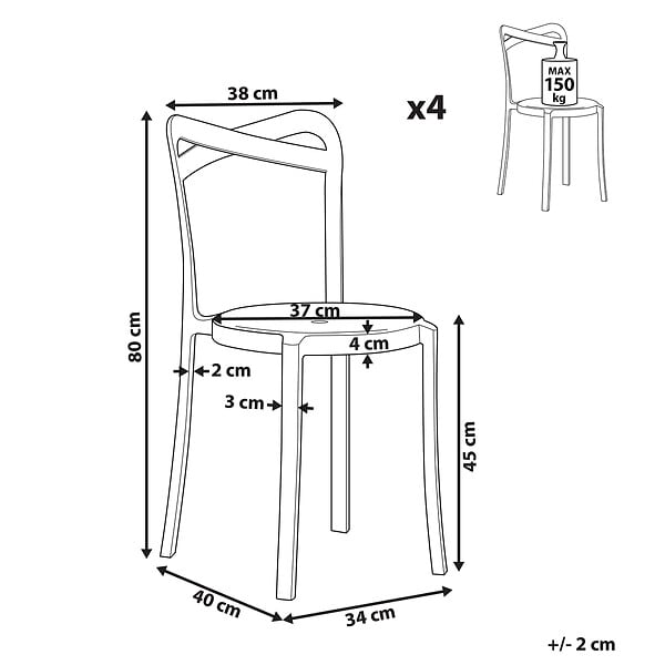 BELIANI - Lot de 4 chaises de jardin CAMOGLI Blanc - large