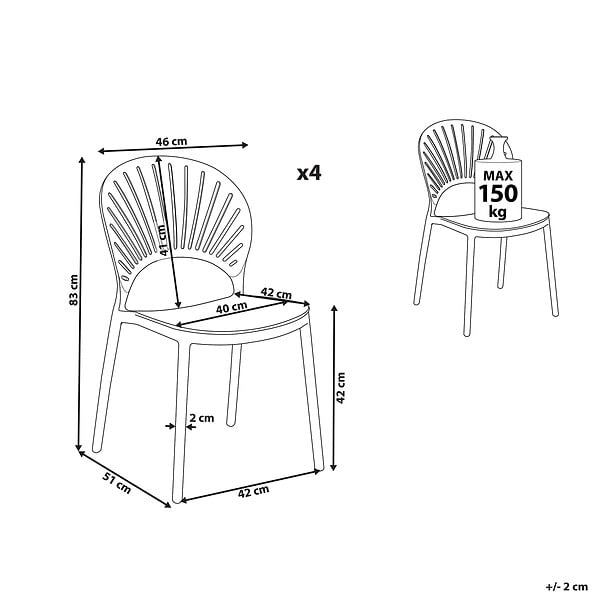 BELIANI - Lot de 4 chaises de jardin OSTIA Rose pastel - large